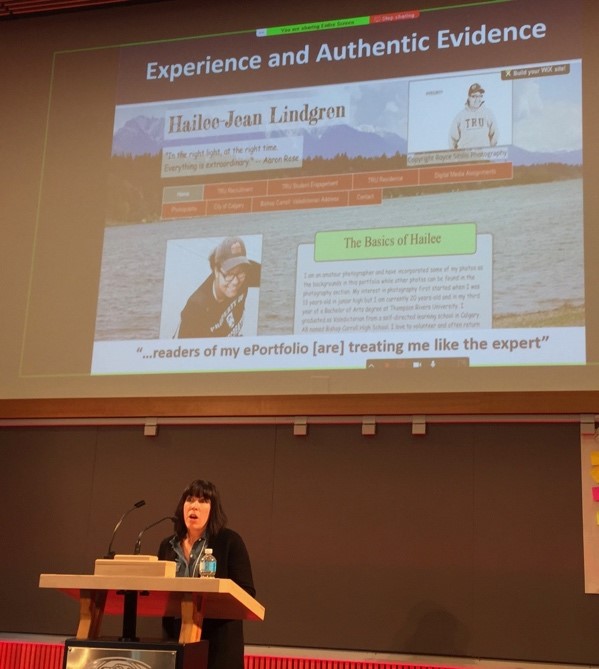 Picture of Tracy Penny Light speaking at the BC Open Badges Forum, KPU